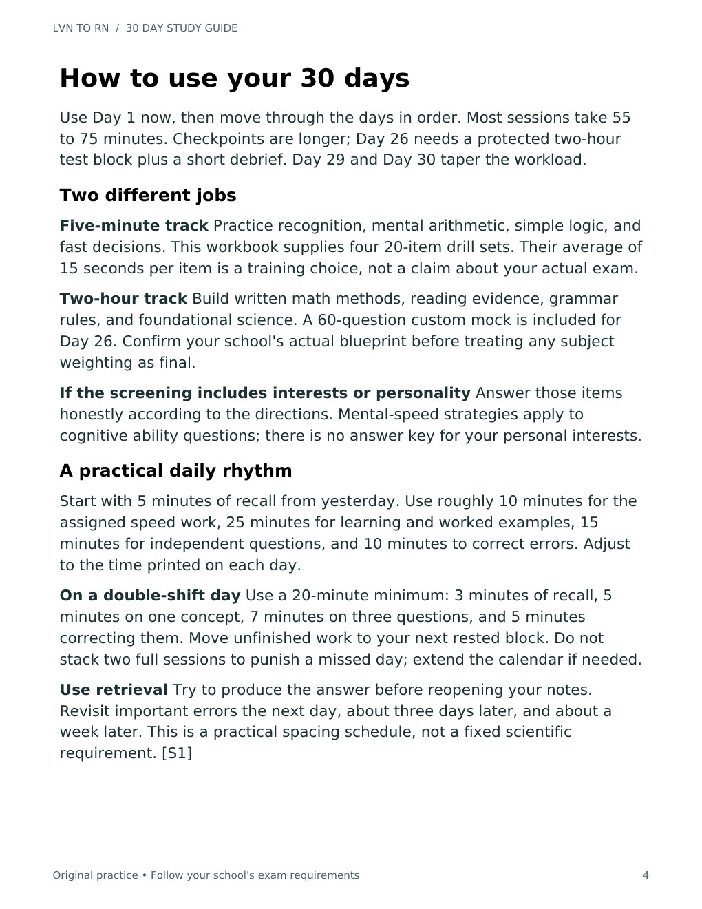 Free preview explaining how to use the 30-day LVN to RN study plan